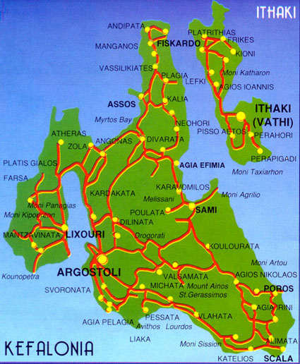 map of kefalonia